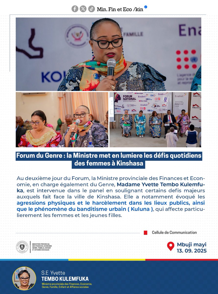 🚨🚨alerte sur les défis sécuritaires et sociaux qui touchent les femmes à Kinshasa. #onufemme <a href="/MichelineOmbae/">Micheline OMBAE</a> <a href="/GenreRDC/">Ministère du Genre Famille et Enfant</a> #kinshasa #forum_genre #freeRdc