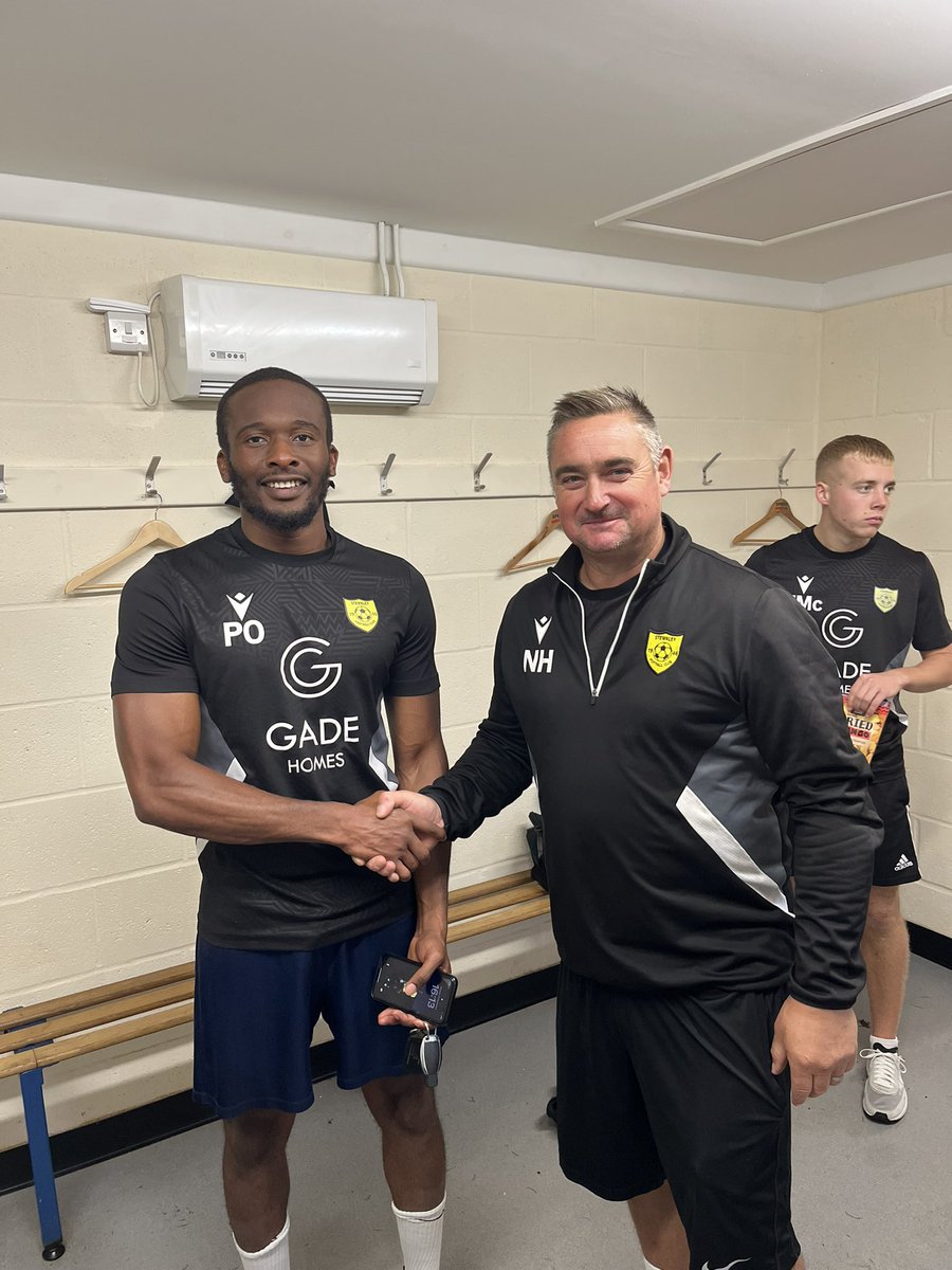 Yesterday’s Gade Homes MOTM went to our number 9 <a href="/kp_santanaa/">Kp.santana</a> 

Pat got us back into the game with a superb strike from 25 yards.

He then scored another to finish off a great move, and assisted Bailey for the winner.

Well played Pat 👏🏻 👏🏻 👏🏻 

Up The Stewks 🟡😂