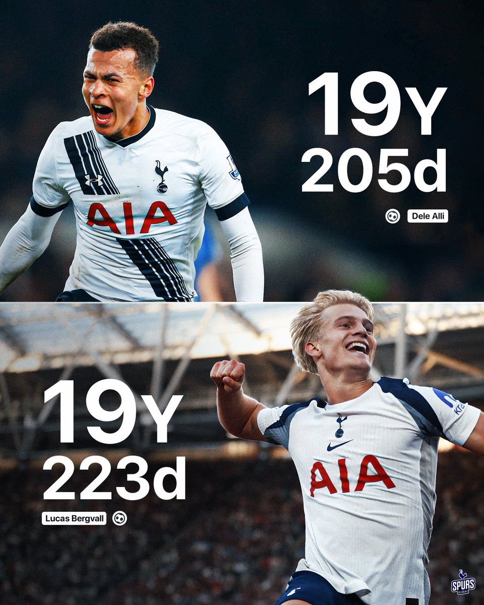 spurssglobal's tweet image. Lucas Bergvall is Tottenham&apos;s youngest scorer in a Premier League game since Dele Alli against Aston Villa in 2015. @Squawka 🌟