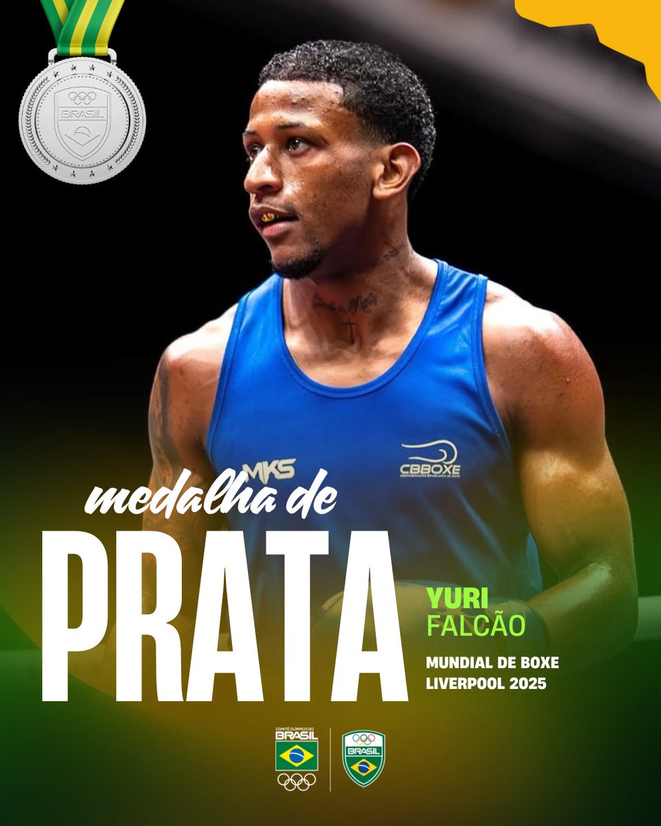 timebrasil's tweet image. PRATA MUNDIAL PARA YURI FALCÃO! 🥈🥊🇧🇷

Nos 65kg, o brasileiro mostrou raça, talento e uma luta gigante até o fim, conquistando a medalha de prata no Mundial de Boxe! 💚💛

Parabéns, Yuri! Você já é exemplo e inspiração para muitos! 👏

📸 World Boxing

#TimeBrasil #Boxe