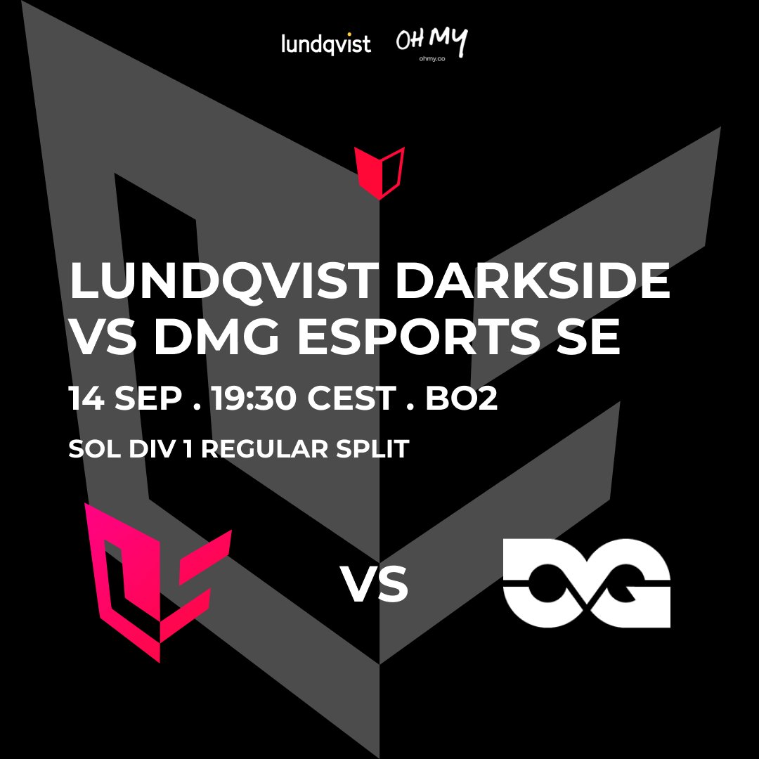 🔴DARKSIDE MATCH DAY🔴

Darkside vs <a href="/DMGesportGG/">DMG Esports</a> SE — our final match of the regular split — tonight at 19:30 CEST (Bo2)

Both us and DMG SE are among 5 teams fighting for the last 2 playoff spots.

Current game wins:
ASI: 7
LSE: 7
LDS: 6
DMG: 6
H75: 5

We need to win at least