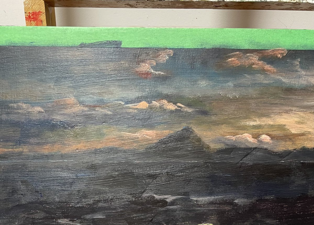 Timeline cleanse, bad photo but a recent background to painting 3 in the Zarathustra series.