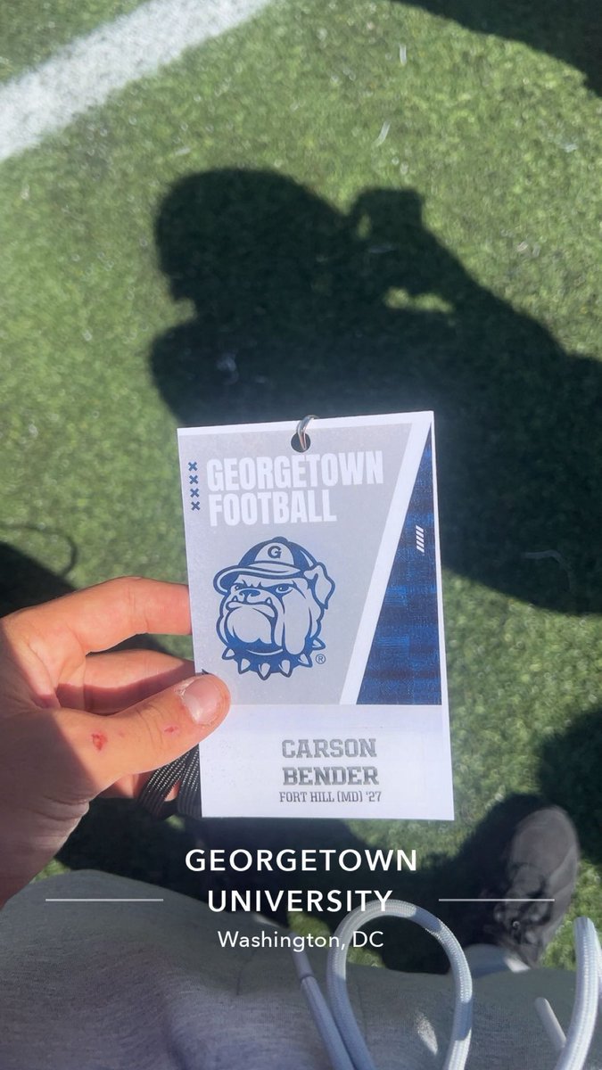CARSONBENDER25's tweet photo. Had a great time visiting @Georgetown yesterday. Big thanks to @CoachPurk for the hospitality. Hope to get back to campus soon! @CoachRamey_ @HoyasFBRecruit @HoyasFB @autumnscott128 @z3alkire @Coachknip @FH_Football https://t.co/S9QljQdKDF
