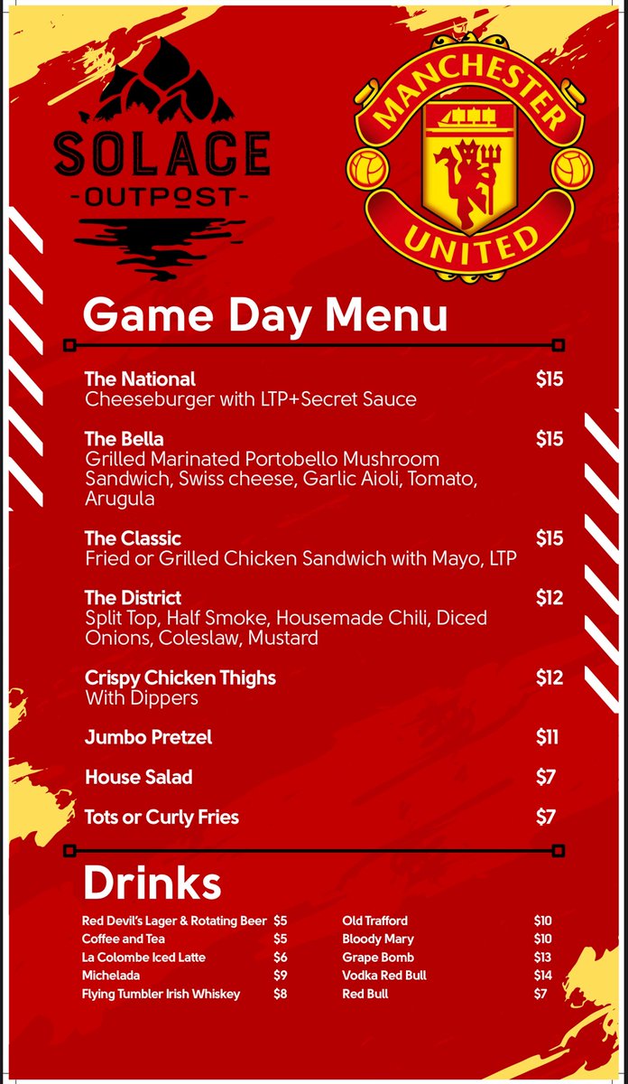 RedDevilsDC's tweet image. Doors are open at @solacebrewing for the Manchester derby! Kickoff 11:30am. Get in early, bring those voices, back the lads! COME ON UNITED! 🔴⚪️⚫️

#MUFC #RedDevilsDC #DC #DMV #UTFR #ManchesterIsRed