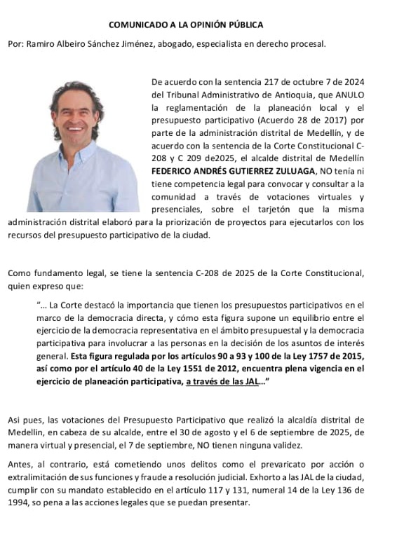 Prevaricato por acción o extralimitación de sus funciones y fraude a resolución judicial, eso es lo que comete el tal <a href="/FicoGutierrez/">Fico Gutiérrez</a> en este caso con la JAL✊🏽🇨🇴