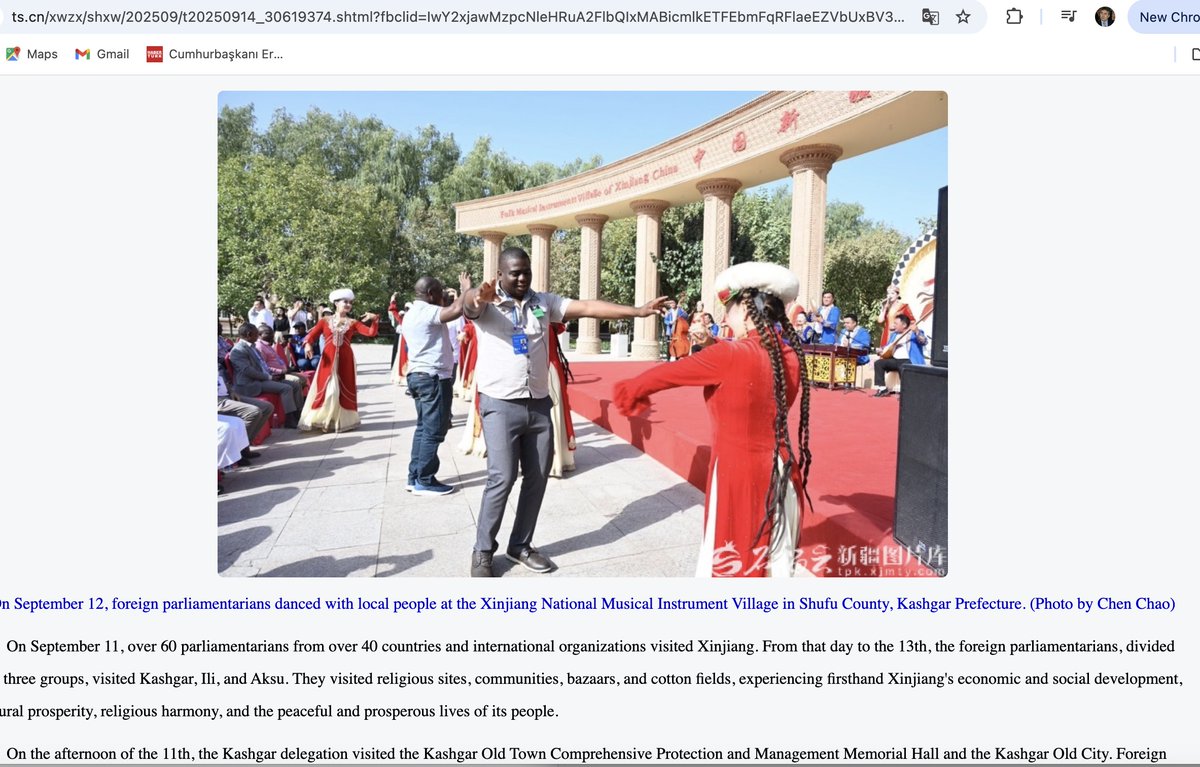 According to government news, more than 60 Parliamentarians from 40+ countries visited East Turkistan to see staged show by the Chinese government. 
No independent journalists, no independent parliamentarians, no free movement or free communications allowed except scheduled in