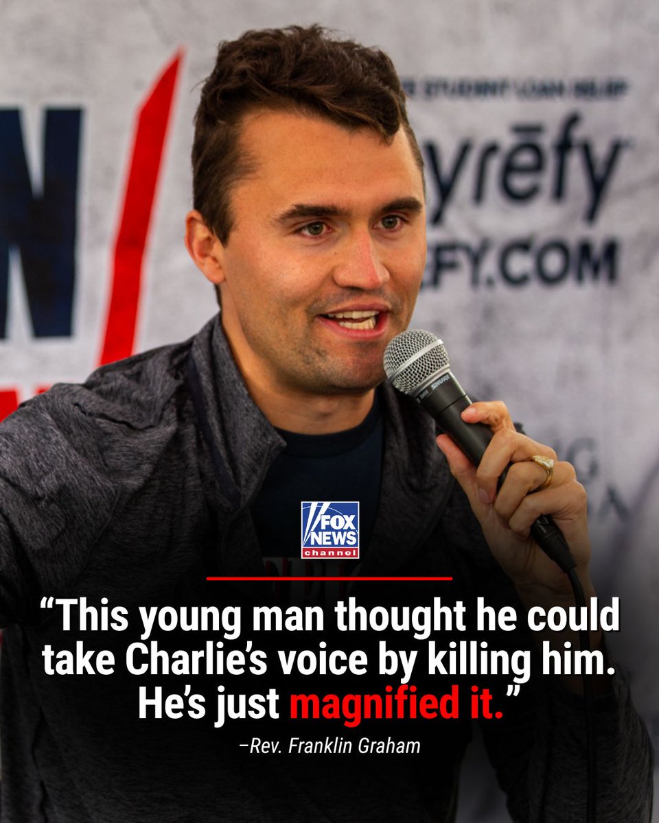 FoxNews's tweet photo. “His voice has been magnified.”

Rev. Franklin Graham says Charlie Kirk’s message is stronger than ever in the wake of his assassination. https://t.co/a4IZKHUKZU