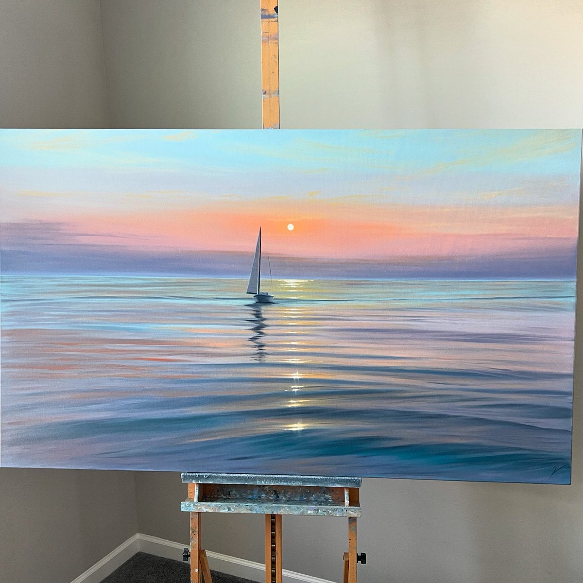 This commissioned painting “Gone From My Side” honored the passing of my customer’s wife. 
I have 1 more spot left for commissions this fall.
I invite you to visit my website evavolf.com to view examples of my work, send me a message to discuss your project and I’ll