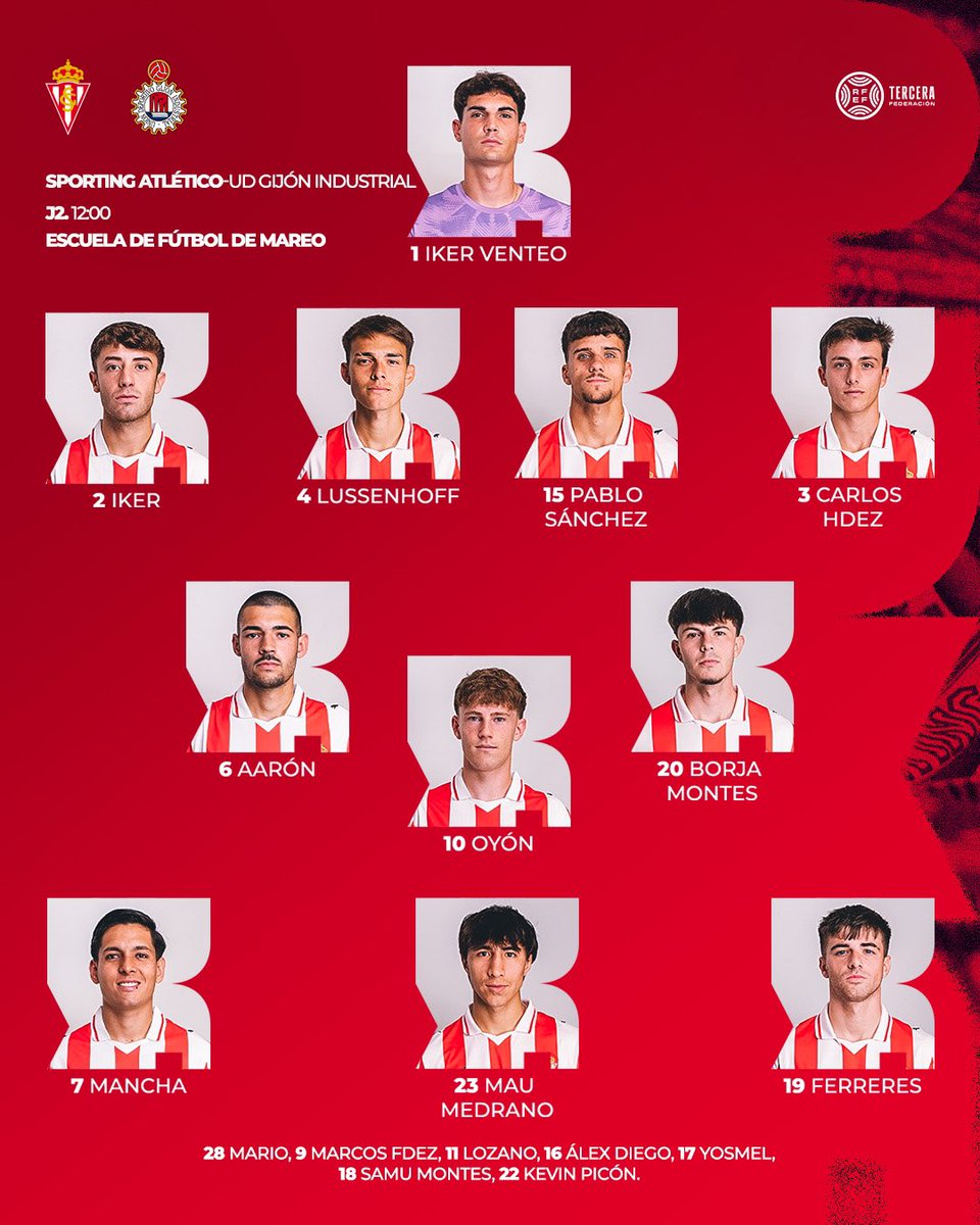 RealSporting's tweet photo. 🔴⚪ 𝑬𝒍 𝒐𝒏𝒄𝒆.     

Sporting Atlético-UD Gijón Industrial https://t.co/JGunEQC1Nj