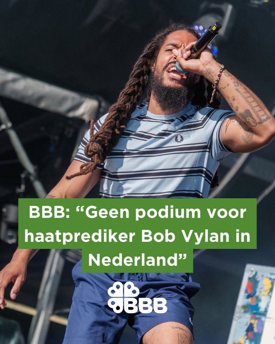 “Wie in Nederland openlijk oproept tot geweld tegen Joden en zionisten én de moord op Charlie Kirk verheerlijkt, is geen artiest maar een haatprediker.”

BBB roept het kabinet op om Bob Vylan te weren uit Nederland. Kamervragen zijn namens de gehele fractie ingediend.👇🏼