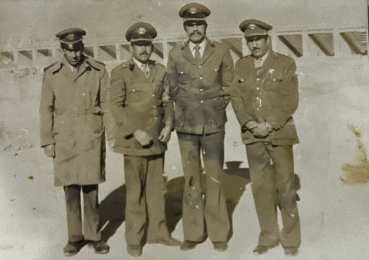 My grandpa’s old belongings and photos from his service in the Afghan Army under the Kingdom and the Democratic Republic. Note the Royal Afghan Army cockade. In the second photo, my grandpa is on the far right.