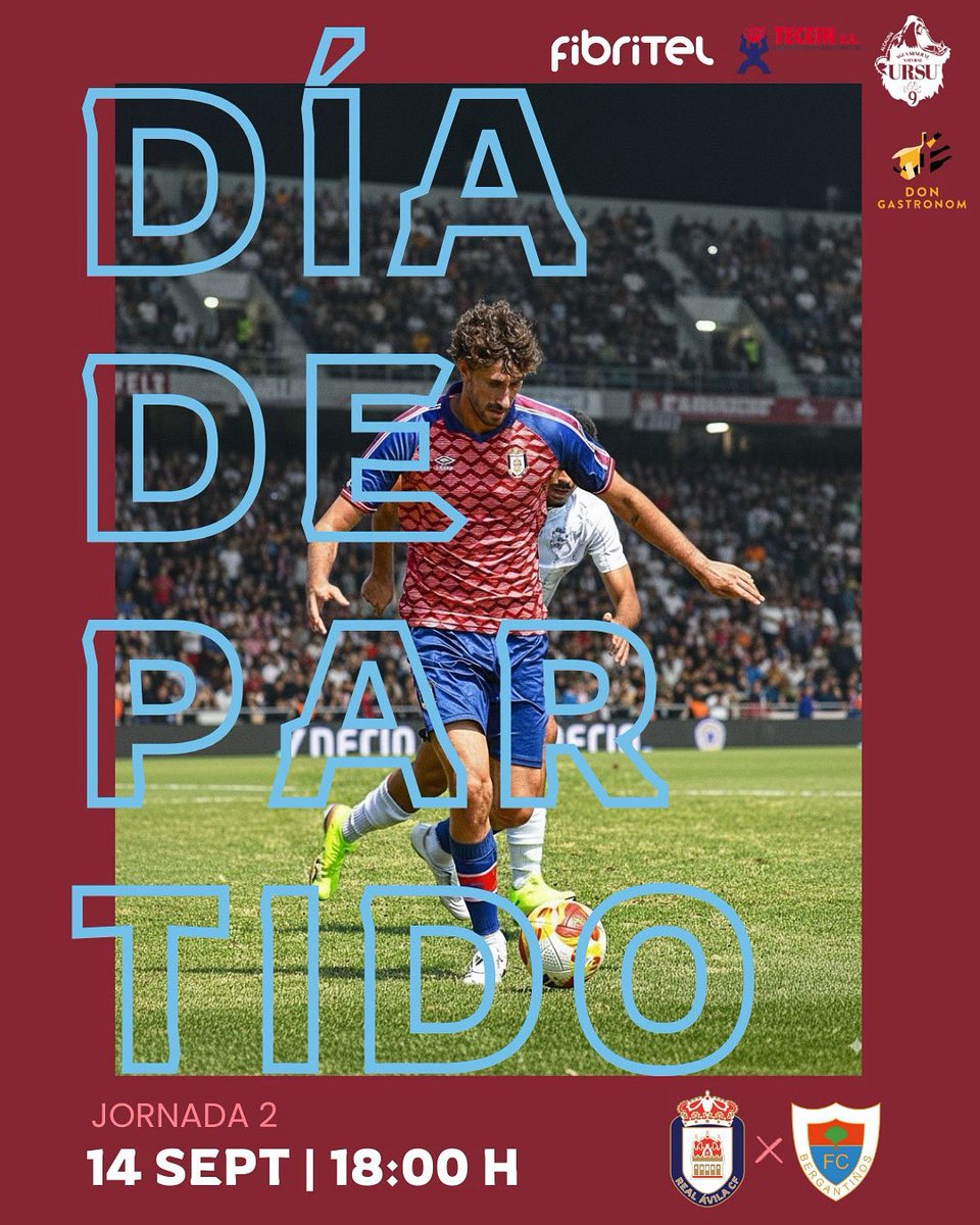 RealAvilaCF's tweet photo. ⚔️ DÍA DE PARTIDO ⚔️
🆚 Bergantiños FC
⏰ 18:00h
🏟️ Suárez Park
Encarnados, ¡os necesitamos en la grada! 🙌
Juntos vamos a hacer del estadio un fortín 🔴🔵💥
#VamosRealÁvila | #OrgulloEncarnado https://t.co/SK7cMb2tLr