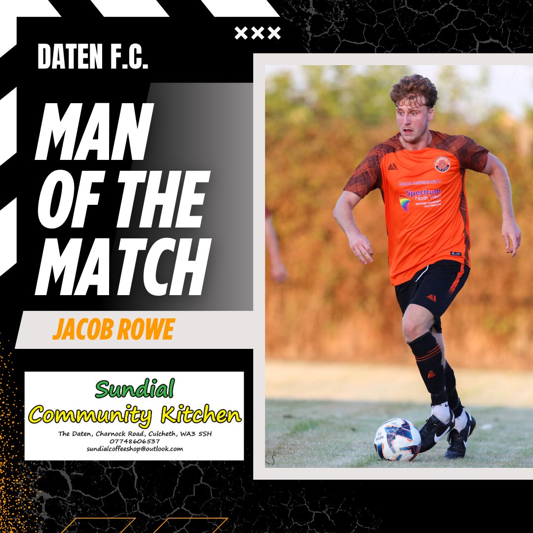 DatenFC's tweet image. 💪 MOTM | Jacob Rowe
A tireless shift in midfield breaking up play, driving us forward, and setting the tempo throughout. Fully deserved 👏🟠⚫️

Sponsored by Sundial Community Kitchen 🍴