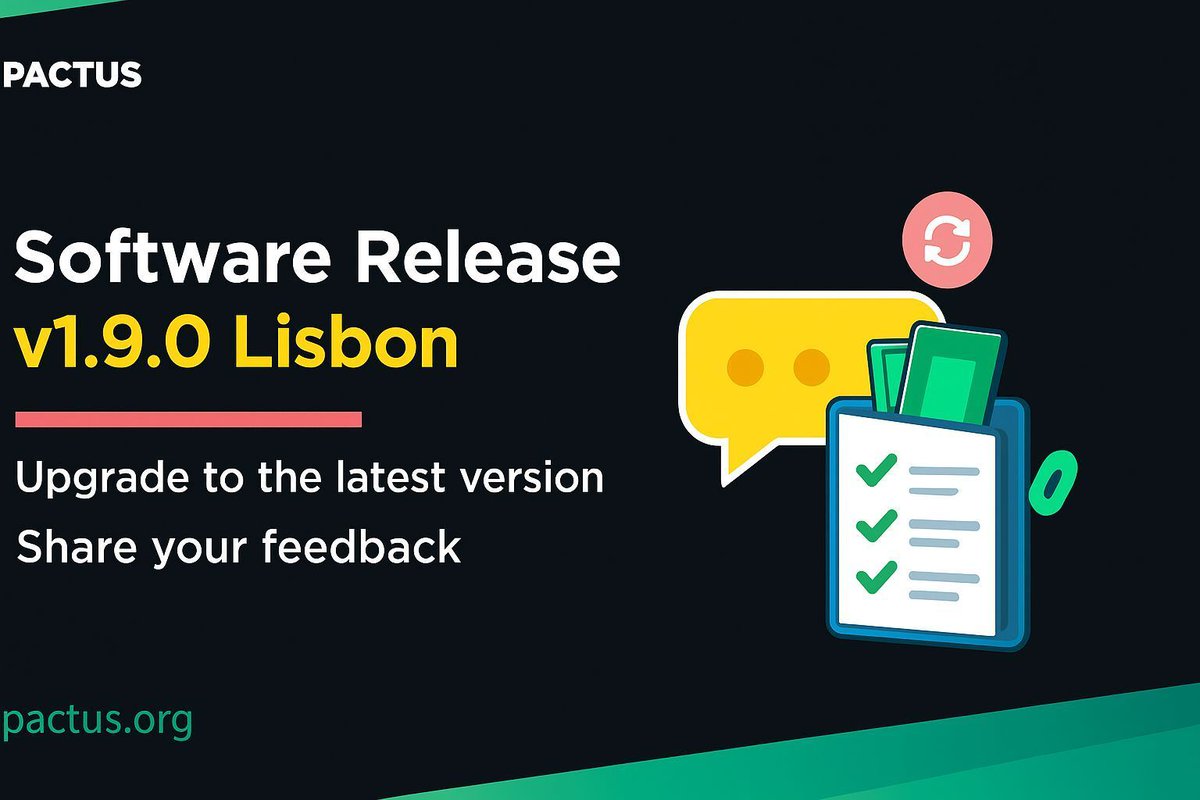 PactusChain's tweet image. Share Your Feedback on Pactus 1.9.0 Lisbon 💬

We’ve just released Pactus v1.9.0 Lisbon and would love to hear your thoughts!
Upgrading to the latest version ensures you’re getting the best performance, stability, and improvements.

📝 Submit your feedback here:…
