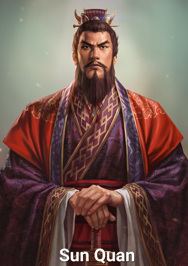 عندما أُرسل Zheng Quan مبعوثاً إلى Shu، سأله Liu Bei "لمَ لا يرد ملك Wu على رسائلي؟" ولمَ لا يخاطبني بلقبي؟ [امبراطور Han بدلاً من ملك Hanzhong]" رد Zheng Quan "قد تنمر Cao Cao و Cao Pi على أسرة الـ Han واغتصبوا عرشها في النهاية، وفخامتكم أحد افراد الأسرة الامبراطورية، وواجبكم أن