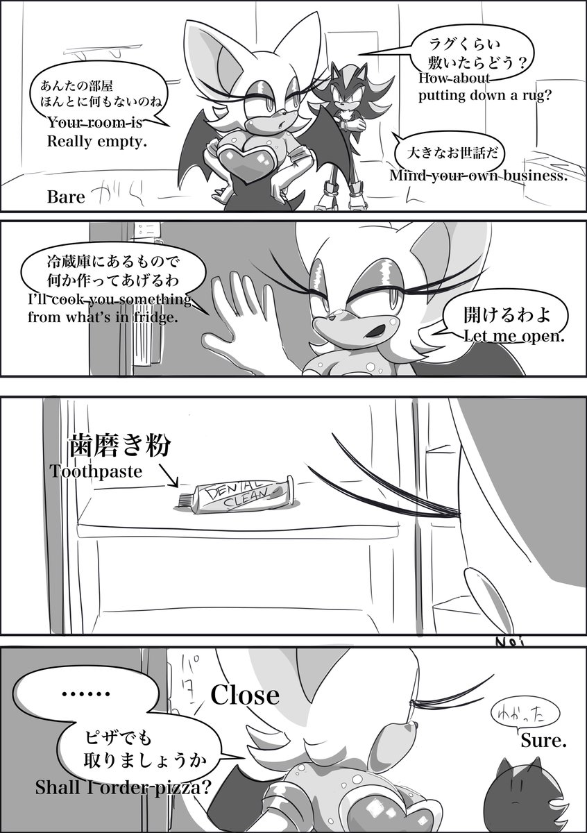 冷蔵庫芸人の可能性を秘める男シャドウ
横書きなので左上から読みます

Read from the top left. 
(※Machine translation used)

#ShadowTheHedgehog
#RougeTheBat