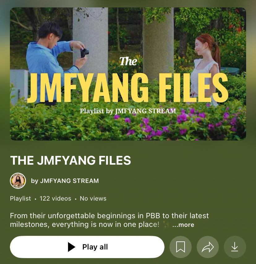 JMFYANG SUPPORT TEAM (@jmfyangsupport) on Twitter photo ๐๐๐ ๐๐๐
๐๐๐๐ ๐
๐๐๐๐
From their unforgettable beginnings in PBB to their latest milestones, everything is now in one place! โจ
Welcome to The JMFyang Files, a YouTube playlist filled with clips, interviews, and features that capture the journey of our mains. Press ๐๐๐ ๐๐๐
๐๐๐๐ ๐
๐๐๐๐
From their unforgettable beginnings in PBB to their latest milestones, everything is now in one place! โจ
Welcome to The JMFyang Files, a YouTube playlist filled with clips, interviews, and features that capture the journey of our mains. Press
