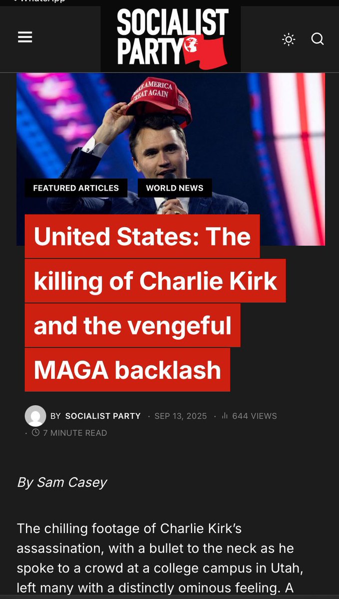 Ruth Coppinger (@ruthcoppingersp) on Twitter photo United States: The killing of #CharlieKirk and the vengeful MAGA backlash. Article from young <a href="/SocialisParty/">حزب الاشتراكي العربي</a> member.
socialistparty.ie/2025/09/united… via @socialistparty United States: The killing of #CharlieKirk and the vengeful MAGA backlash. Article from young <a href="/SocialisParty/">حزب الاشتراكي العربي</a> member.
socialistparty.ie/2025/09/united… via @socialistparty
