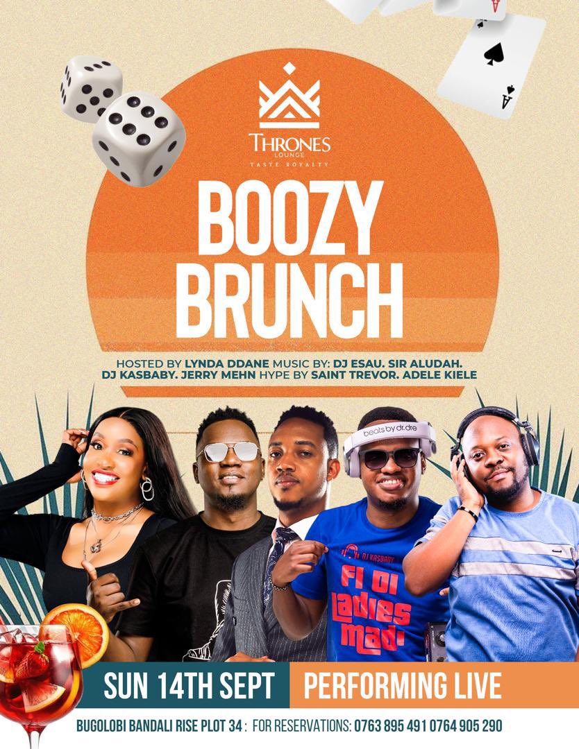 Mushrm (@mushroominc) on Twitter photo Join the ultimate Boozy Brunch Day at <a href="/throneskampala/">throneskampala</a>! Hosted by the dynamic <a href="/lynda_ddane/">Lynda Ddane</a>, with high-energy vibes from <a href="/saint_trevor_/">ariho_collins_trevor</a> & <a href="/ItsAdele22/">Adele_kiele🇹🇿🇺🇬</a>, and non-stop beats from DJs <a href="/DjAludah/">Sir. Aludah 👑</a>, <a href="/djKasBaby/">Kas 😎</a>, <a href="/Jerrymehn/">It’s Jerry Mehn</a>, and <a href="/Esau590/">Esau</a> Join the ultimate Boozy Brunch Day at <a href="/throneskampala/">throneskampala</a>! Hosted by the dynamic <a href="/lynda_ddane/">Lynda Ddane</a>, with high-energy vibes from <a href="/saint_trevor_/">ariho_collins_trevor</a> & <a href="/ItsAdele22/">Adele_kiele🇹🇿🇺🇬</a>, and non-stop beats from DJs <a href="/DjAludah/">Sir. Aludah 👑</a>, <a href="/djKasBaby/">Kas 😎</a>, <a href="/Jerrymehn/">It’s Jerry Mehn</a>, and <a href="/Esau590/">Esau</a>