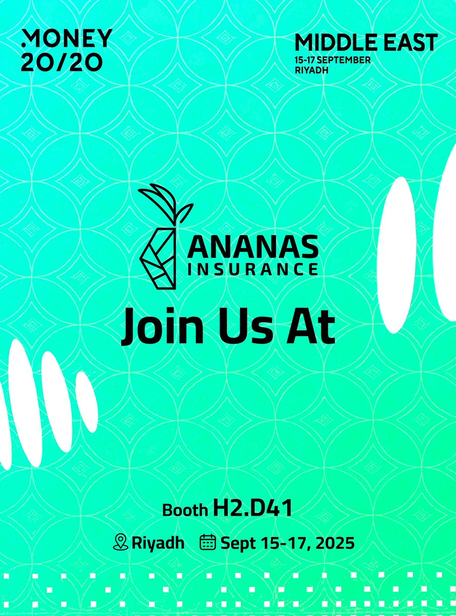 📢 Join us at the biggest financial event  Money 20/20  ✨

📍  Riyadh Exhibition &amp; Convention Center 
📅 September 15–17, 2025
  booth: H2.D41

#Money2020 #MiddleEast #Riyadh #Insurance #Fintech #RECC #ملهم