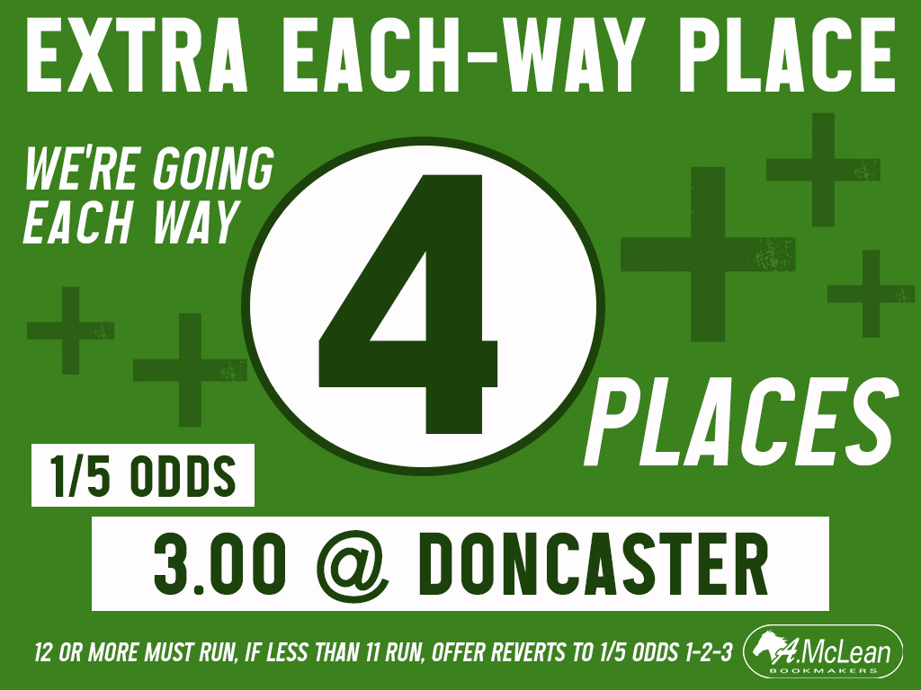 amcleanbookies's tweet image. Our #ExtraPlace offers continue at @DoncasterRaces 🏇