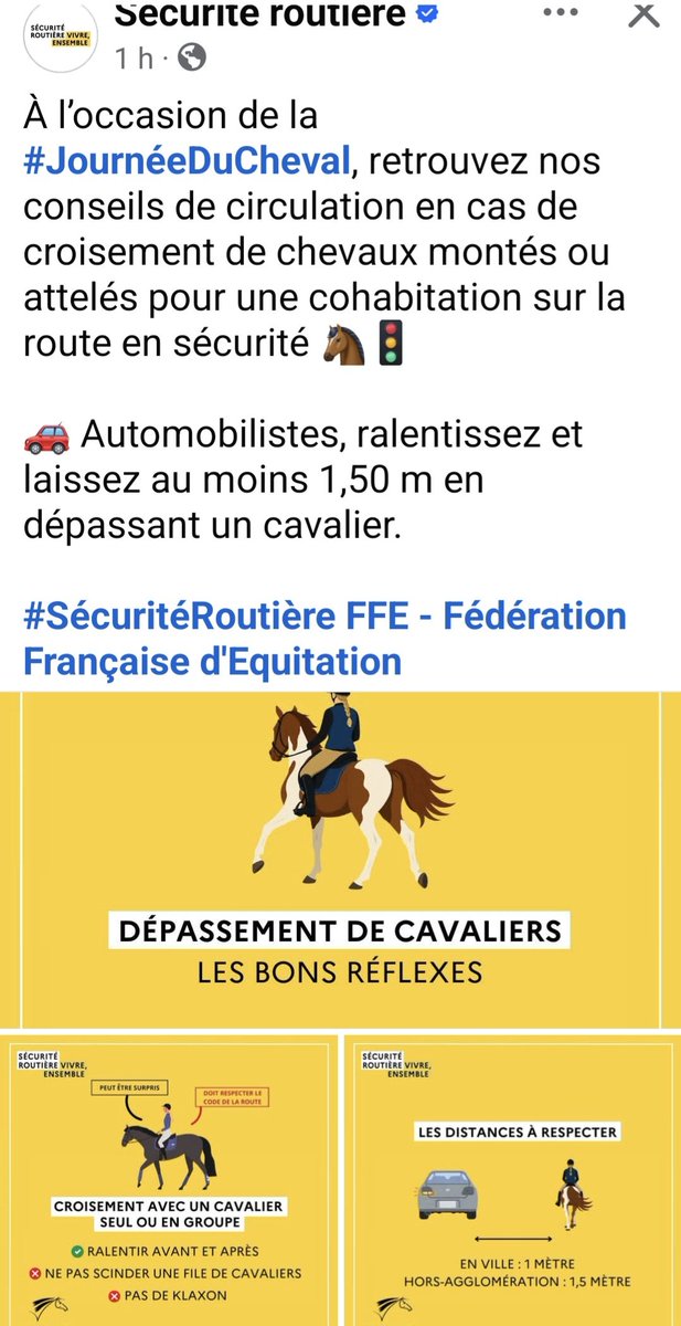 La journée du Cheval.

Voici des conseils de la <a href="/RoutePlusSure/">Sécurité routière</a> pour une meilleure cohabitation sur la route.