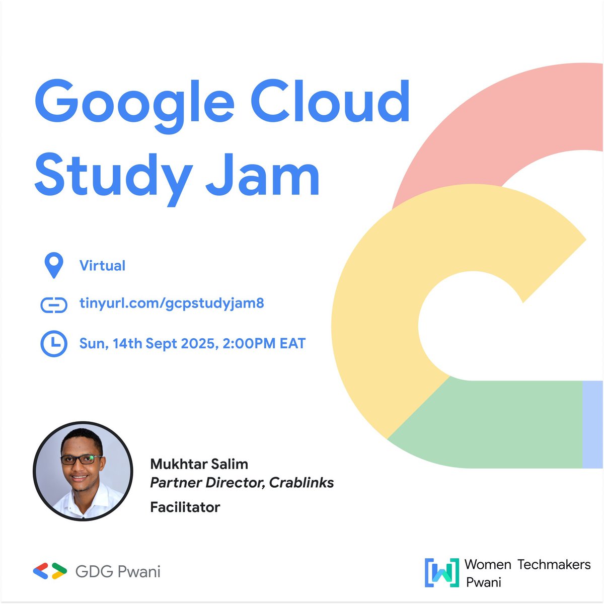 Session 2 is here!Unlock BigQuery to analyze huge datasets + get hands-on with Vision AI to make sense of images in seconds.
Don’t miss out!
RSVP now 👇
tinyurl.com/gcpstudyjam8

#WTMPwanj #GDGPwanj #GoogleCloud
