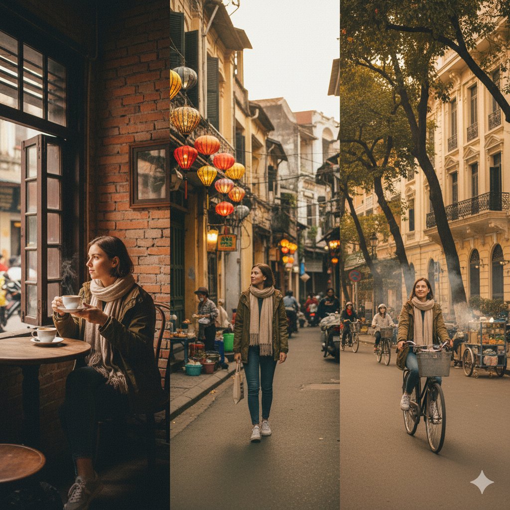 Originvietnam's tweet image. Egg coffee, old quarter walks, and bicycle rides 🛵☕ Fall in love with Hanoi’s rhythm of life. #HanoiVibes #VietnamTravel #OriginVietnam