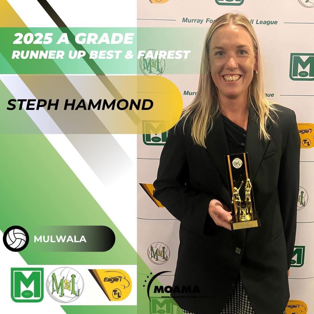 MurrayFL's tweet image. CONGRATULATIONS //

A Grade - 2025 Best &amp;amp; Fairest 

- Jessie Barnes-Hill of Rumbalara

Runners up Steph Hammond - Mulwala