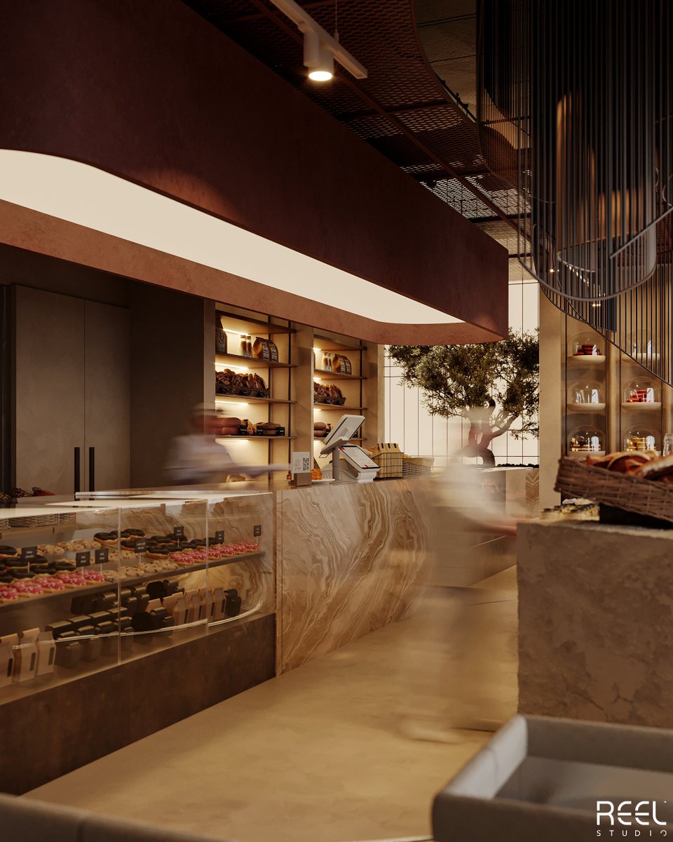 ReelStudioDes's tweet image. Chocolate Café Design

A modern Chocolate Café designed with warm earthy tones, stone-textured counters, and sculptural seating. 

Located in Saudi Arabia
​
Full project:
behance.net/gallery/234581…
​
#CafeDesign #InteriorDesign #ModernCafe #CozyCafe #LuxuryCafe #BakeryDesign