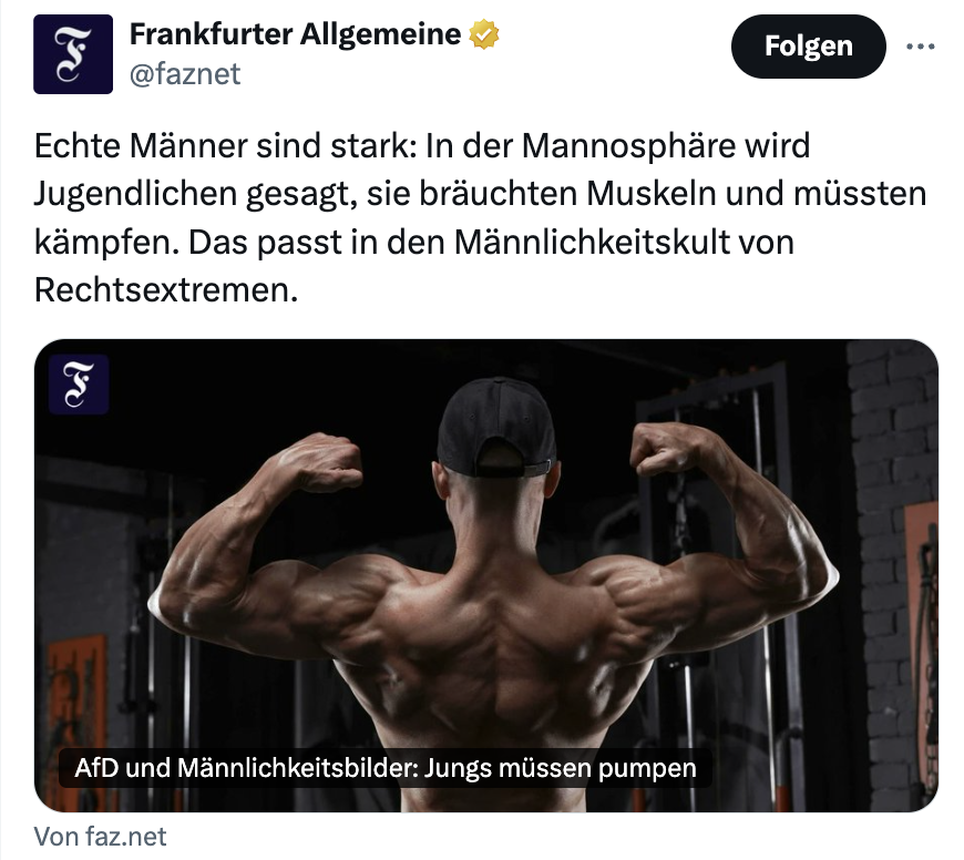 Jungs, bitte zum Lauch mutieren, sonst lauft ihr Gefahr als rechtsradikal zu gelten.

Kann man sich alles nicht mehr ausdenken. 😂

Wer schreibt sowas? 
Und wieso druckt man sowas?