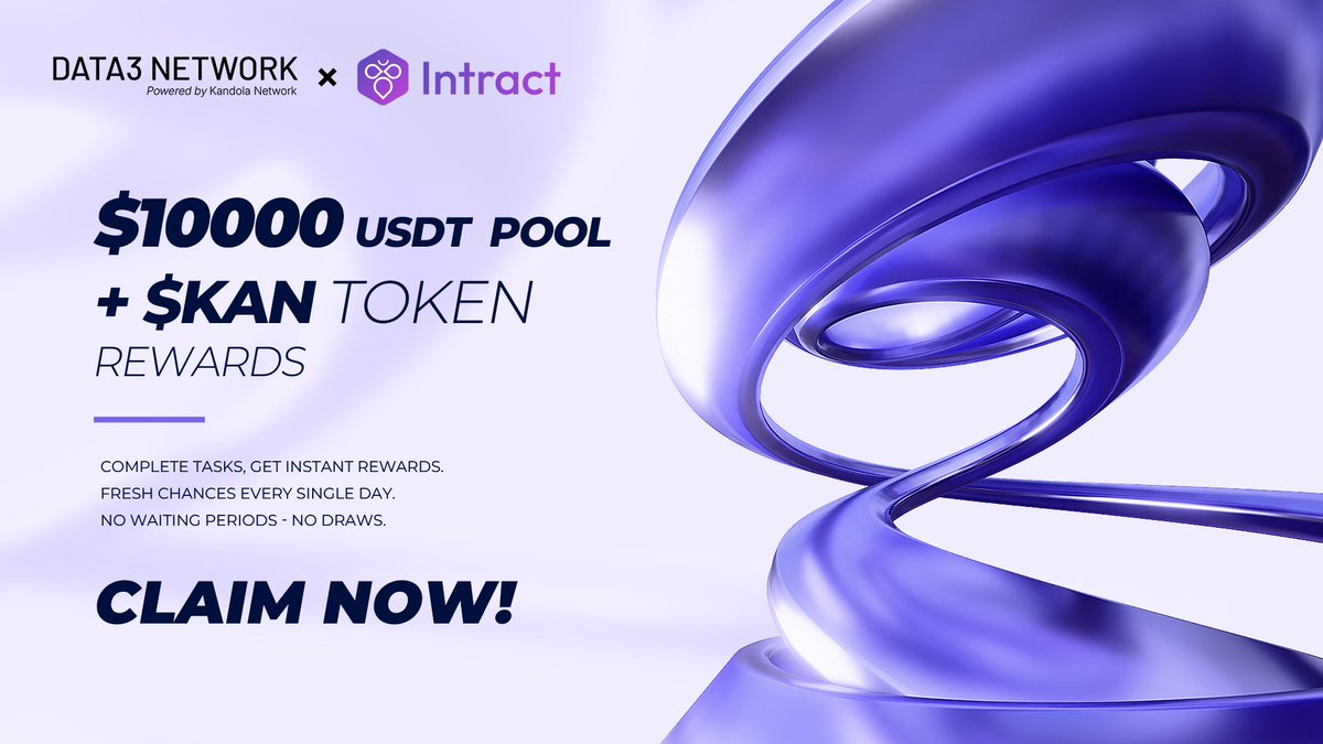 👀 Big chance: 10K USDT + $KAN up for grabs!
 
Make a Persona, complete any trade, and claim rewards — FCFS.
Fastest hands win.
Easy Tasks!

Daily wins - No waiting till the end of the spring
Don’t sleep on it. 🏆
Create &amp; Trade→ data3.network

Quests