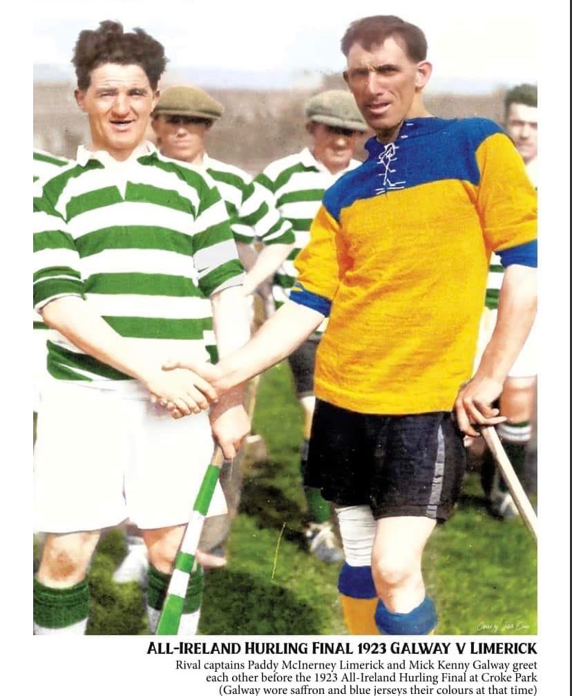 Cuimhnigh ar Luimneach : Limerick Supporters Group (@limerickfanpage) on Twitter photo ON THIS DAY: 101 years ago
Limerick captain Paddy McInerney & Galway's Mick Kenny shake hands ahead of the 1923 All-Ireland hurling final played at Croke Park on September 14th, 1924
<a href="/Galway_GAA/">Galway GAA Official</a> <a href="/LimerickCLG/">Limerick GAA</a> <a href="/gaanostalgia/">GAA Nostalgia</a> ON THIS DAY: 101 years ago
Limerick captain Paddy McInerney & Galway's Mick Kenny shake hands ahead of the 1923 All-Ireland hurling final played at Croke Park on September 14th, 1924
<a href="/Galway_GAA/">Galway GAA Official</a> <a href="/LimerickCLG/">Limerick GAA</a> <a href="/gaanostalgia/">GAA Nostalgia</a>