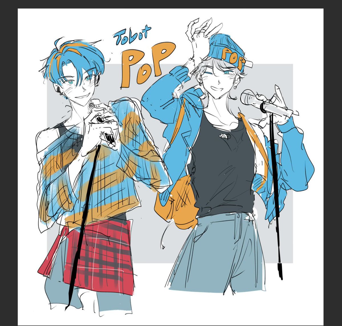 팝님 움직이는 모습 나오기도 전에 어떤 느낌일까 하면서 그려본...
오른쪽에서 색 좀 바꿔서 채택됨