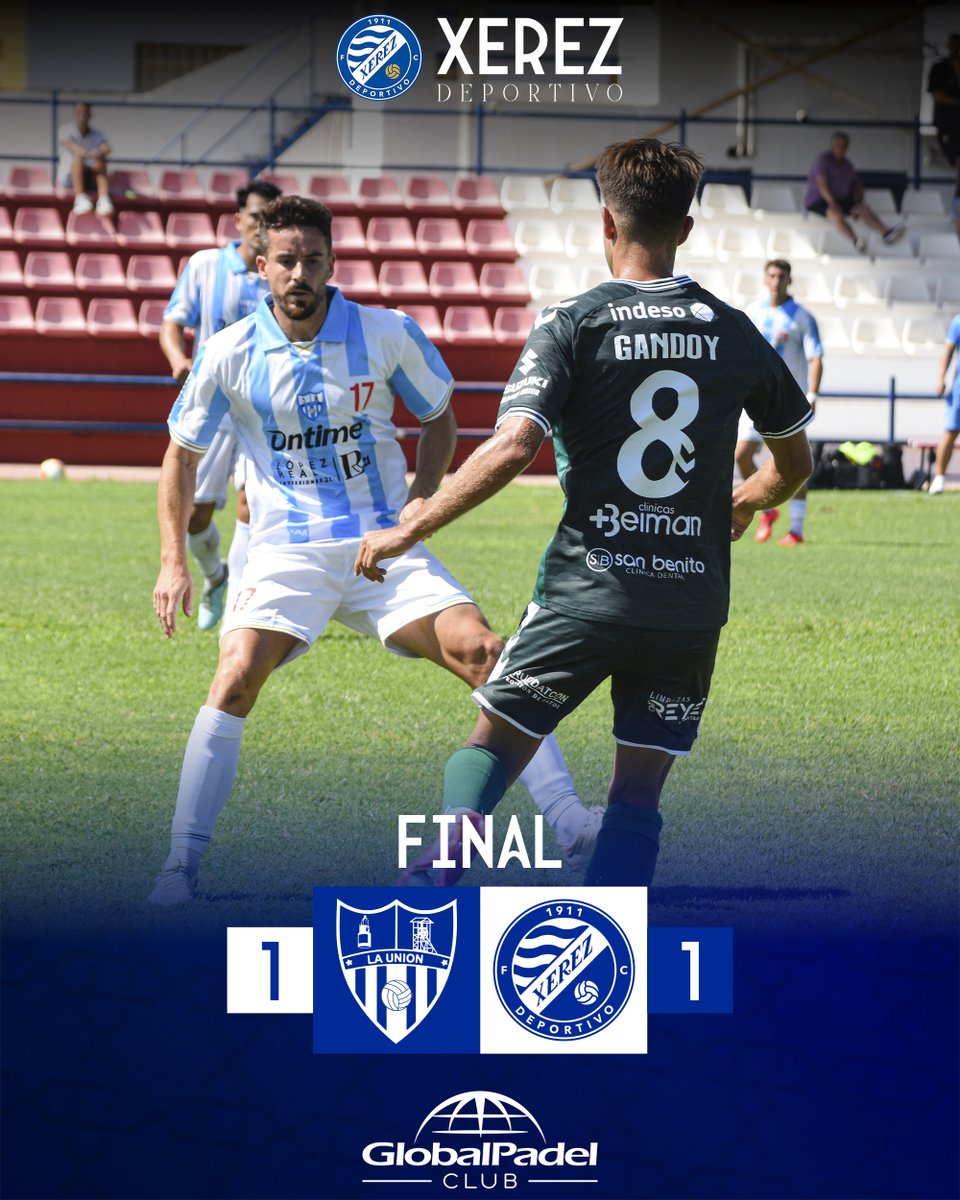 XerezDFC's tweet photo. 🏟️⌚️1⃣-1⃣ | Final del partido en el Juan Cayuela. El #XerezDeportivo suma su primer punto de la temporada 

📻 https://t.co/0kagI5UBdg

🤝@ClubGlobalPadel

#LaUnionXerezDeportivo https://t.co/IqckgvJzTH