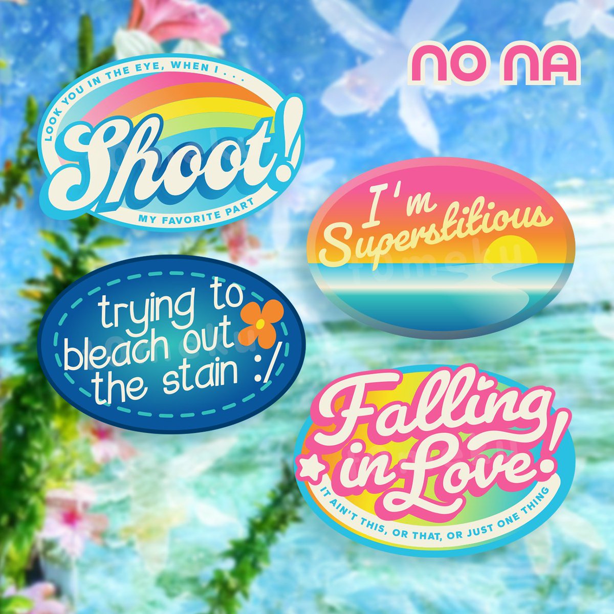 no na track stickers 🌺🏖 available at #CF21 
(and my preorders are tomorrow ;)
