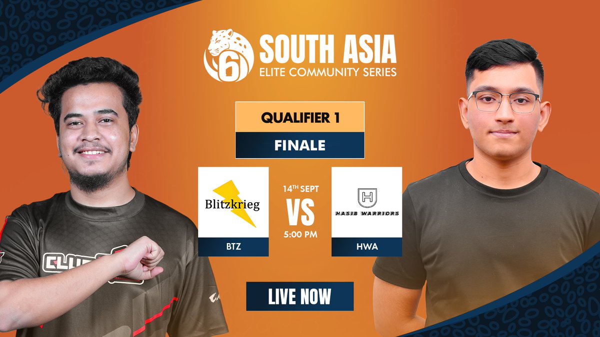 It all comes down to this! ⚡🔥
BTZ vs HWA in the Grand Finale of Qualifier 1 at the South Asia Elite Community Series. 🏆

Who’s taking the crown? 👑
Tune in NOW : youtube.com/live/jceHxb0Ek… ⚡