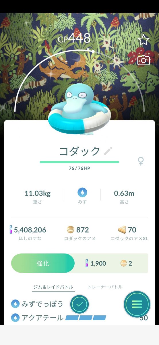 HalNature's tweet photo. 間に合ってよかったああぁぁ～🥹✨
#ポケモンGO
#うきわコダック 
#いろちがい https://t.co/QoGTm9jM3C