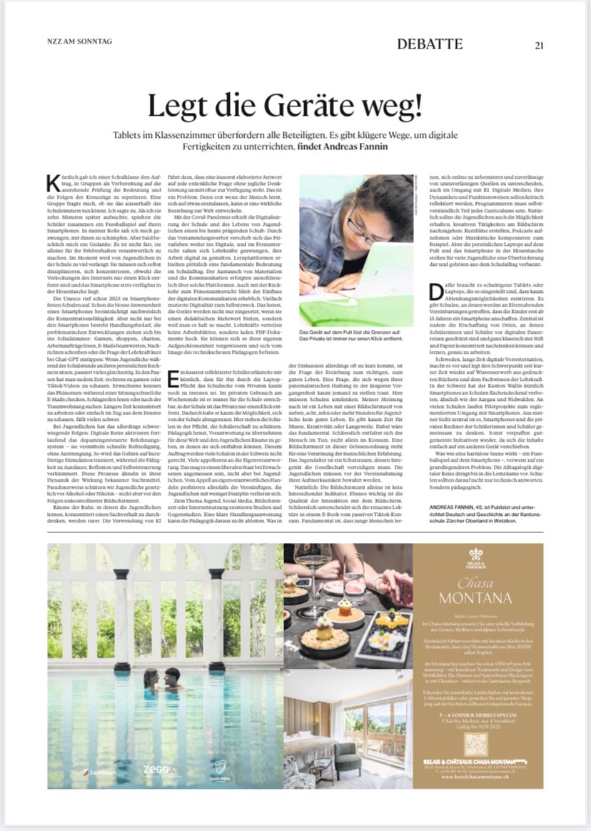Für die #nzzas habe ich einen Text über bildschirmzeit an Schulen geschrieben.