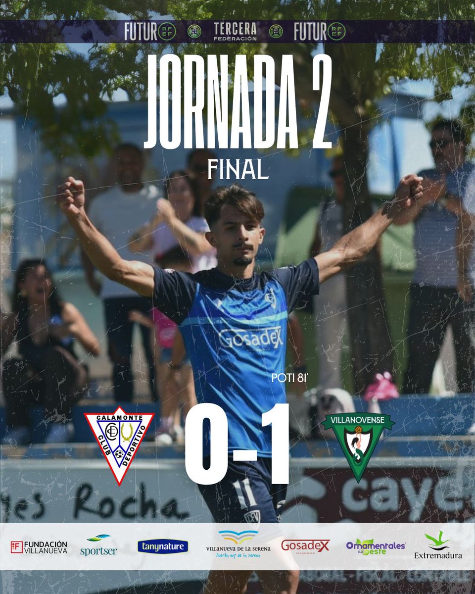 ⏹️ FINAL

[90+5’] 

Final y victoria en Calamonte🔔

Resultado: 0-1 (Poti, 80')

Orgullosos del esfuerzo de los nuestros 💚

#QueNosSigamosViendo 
#CalamonteVillanovense