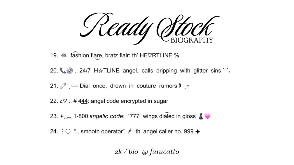 furucatto's tweet image. { Help repost / retweet #zonauang } Abeth ada wording bio short ready stock rs cocok untuk BA dan semua jenis akun yang bisa langsung kamu take dengan harga Rp 2.000 ❤︎

Go grab yours, my dear!  [check alt for tnc]