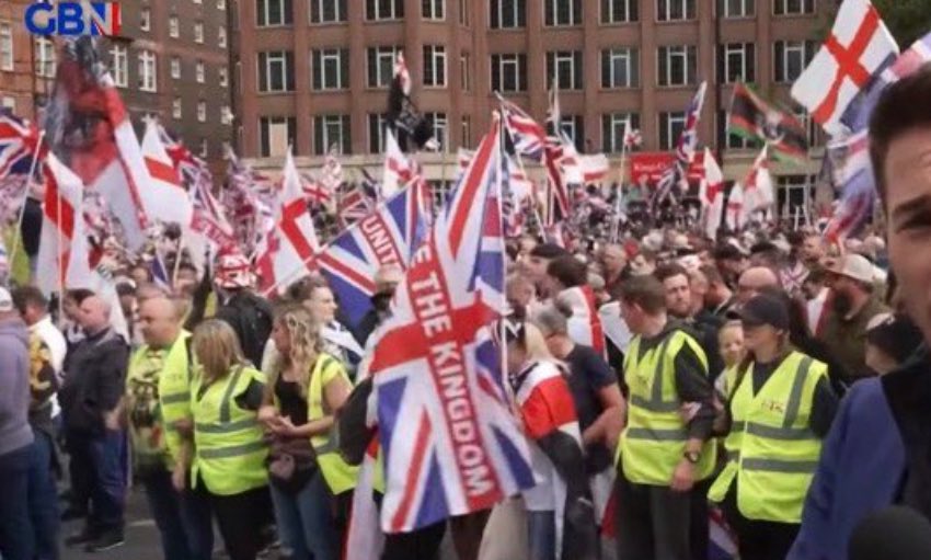 BREAKING: Levels of stupidity and ignorance are now so bad in the U.K. that people need words on the flag to get it the right way up.