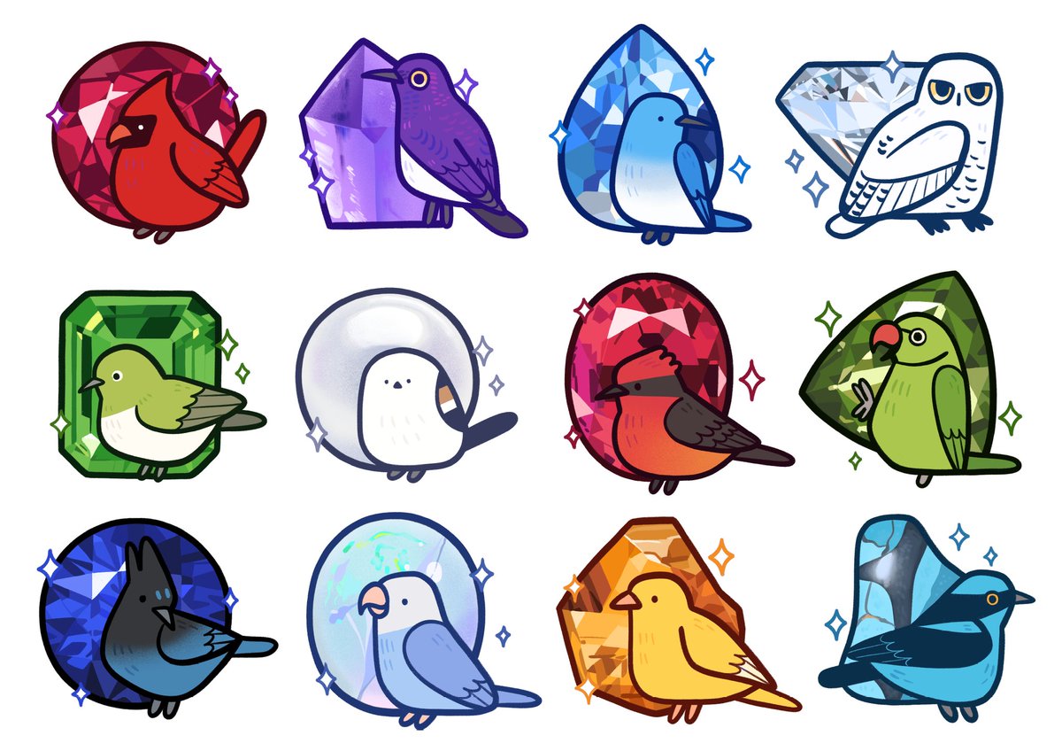 완성!
조각스티커 도안입니다!
각각 보석 이름과 새 이름은 밑에 달아놓을게요