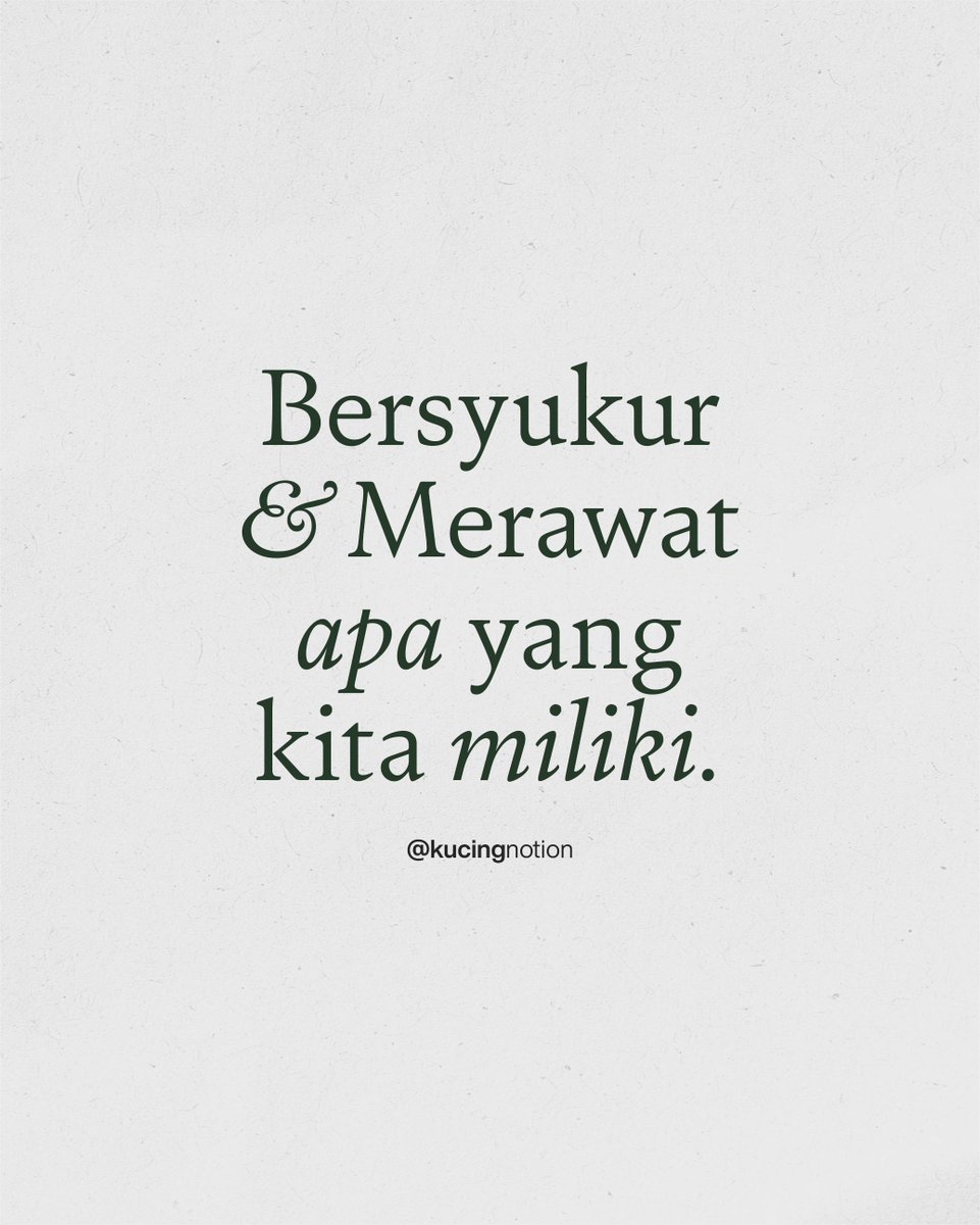 kucingnotion's tweet image. Bersyukur membuat hidup cukup, merawat membuatnya berarti 🌿
_
#MariMerawatKesederhanaan #Minimalism #LessIsMore #SlowLiving #MindfulLiving #Simplicity #MinimalistMindset #PeaceOfMind #Gratitude #MinimalistDesign #HidupSederhana