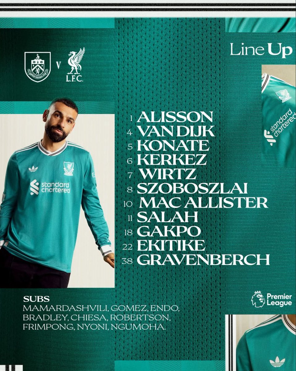 LFC Seattle (@lfcseattle) on Twitter photo Arne’s XI for today’s match vs Burnley at Turf Moor.
Am I disappointed not to see Isak in the squad? Yep.
Am I surprised? Not really. There’s a lot of season left to play.
See you at <a href="/StAndrewsSEA/">STANDREWSSEA</a> & <a href="/DoylesPub/">Doyle's Public House</a> #LFC #BURLIV #FOREVER20 #YNWA Arne’s XI for today’s match vs Burnley at Turf Moor.
Am I disappointed not to see Isak in the squad? Yep.
Am I surprised? Not really. There’s a lot of season left to play.
See you at <a href="/StAndrewsSEA/">STANDREWSSEA</a> & <a href="/DoylesPub/">Doyle's Public House</a> #LFC #BURLIV #FOREVER20 #YNWA