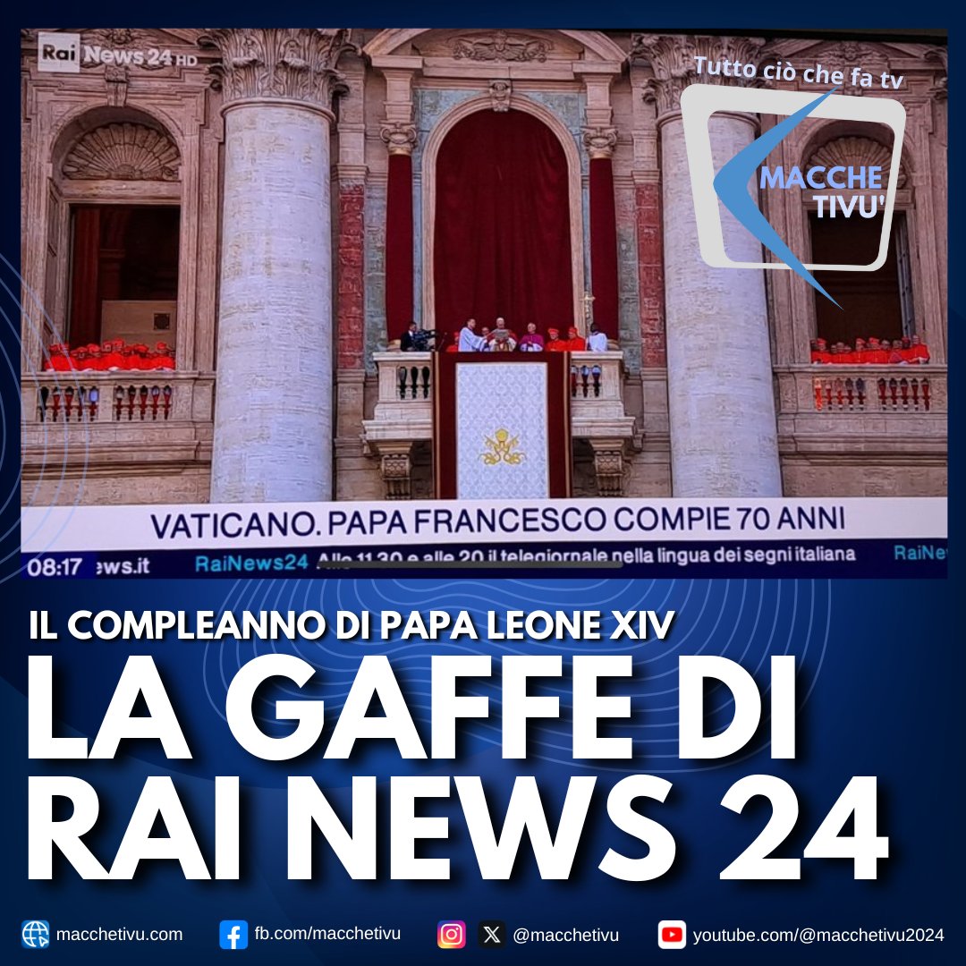 📺 La gaffe di RaiNews24: in occasione del 70° compleanno di Papa Leone XIV compare in sovrimpressione “Papa Francesco compie 70 anni” 🙈
#RaiNews24 #PapaFrancesco #PapaLeoneXIV #Gaffe