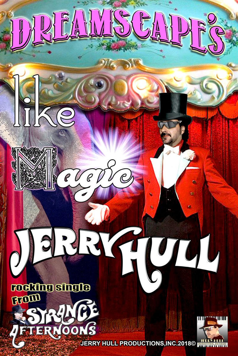 ☮️ 📷🎧isten to: #JerryHull's #hit #single   𝗗𝗿𝗲𝗮𝗺𝘀𝗰𝗮𝗽𝗲'𝘀 𝗟𝗶𝗸𝗲 𝗠𝗮𝗴𝗶𝗰𝟮𝟬𝟭𝟴© ffm.to/dreamscapeslik… 𝙎𝙏𝙍𝘼𝙉𝙂𝙀 𝘼𝙁𝙏𝙀𝙍𝙉𝙊𝙊𝙉𝙎 ffm.bio/jerryhull-sing… #rock #pop #dreams #aliens #moonlight #nightmare #circus #ringmaster #strangeafternoons