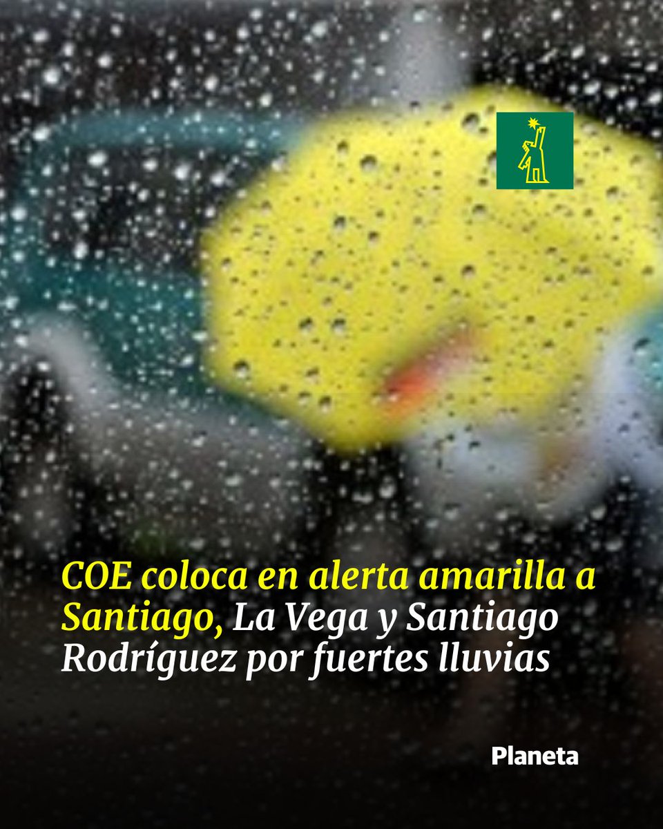 DiarioLibre's tweet image. 🌎 |#PlanetaDL| En alerta verde Valverde, Dajabón, Monseñor Nouel, Elías Piña, San Juan, El Seibo y La Altagracia

🔗ow.ly/pkEa50WWoYq

#DiarioLibre #ElClimaDL #COE #AlertaAmarilla #Santiago #LaVega #SantiagoRodríguez #Lluvias