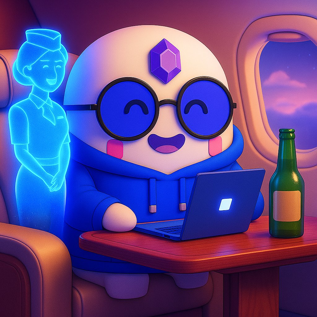 Flying high in the private jet ✈️
Laptop on, holo flight attendant by my side, and a cold drink ready 🍻
Big dreams, bigger projects ahead 🚀

#aavegotchi $GHST <a href="/aavegotchi/">Aavegotchi 👻🟦 Now on Base!</a>