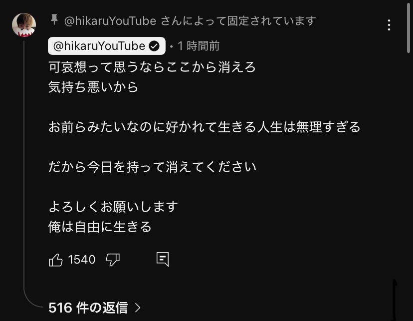マジでノアちゃんの気持ちとか一ミリも考えてないよこの人。

VALU事件の時もあなたは利用されただけで悪い人じゃないの知ってたから、応援してた、ヒカルっていう人間をずっと応援してた。

こんなダサい男とは思わなかった。

サブスクも解除します。
ありがとうございました。
<a href="/hikaru_casalert/">ただのカリスマ</a>